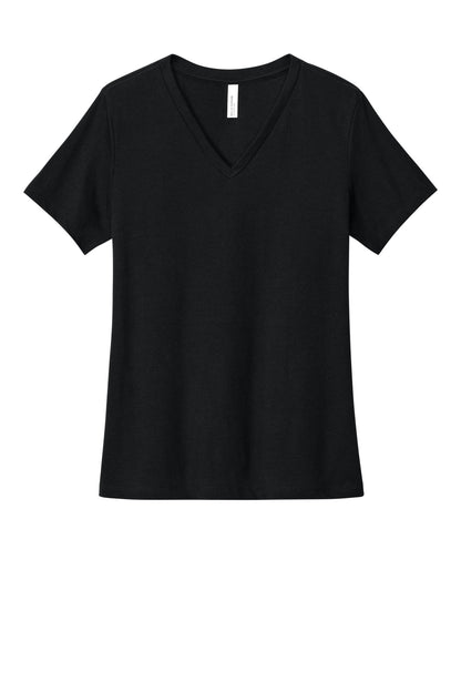 Bella+Canvas Women's Relaxed Heather CVC V-Neck Tee BC6405CVC Solid Black Blend