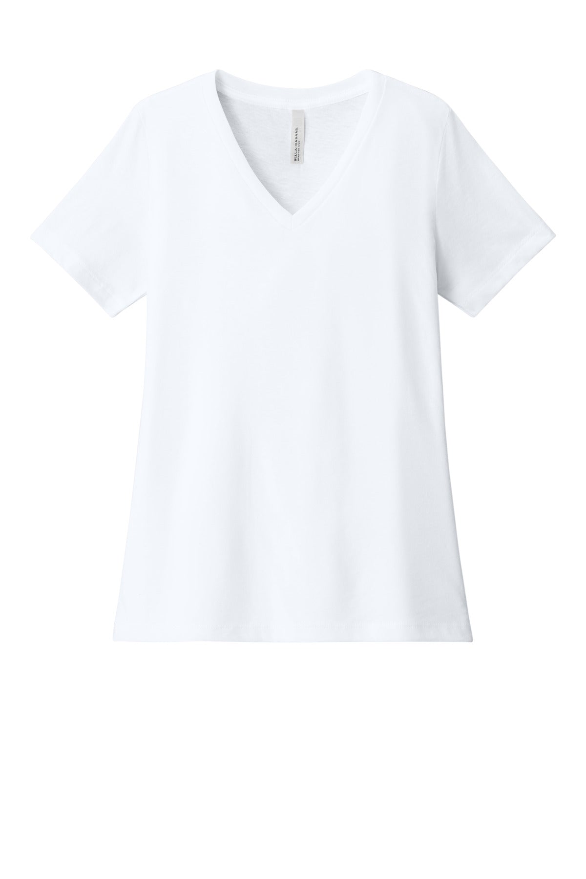 Bella+Canvas Women's Relaxed Heather CVC V-Neck Tee BC6405CVC Solid White Blend