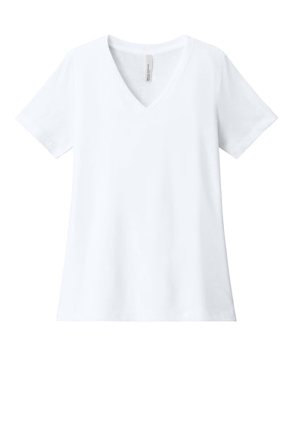 Bella+Canvas Women's Relaxed Heather CVC V-Neck Tee BC6405CVC Solid White Blend