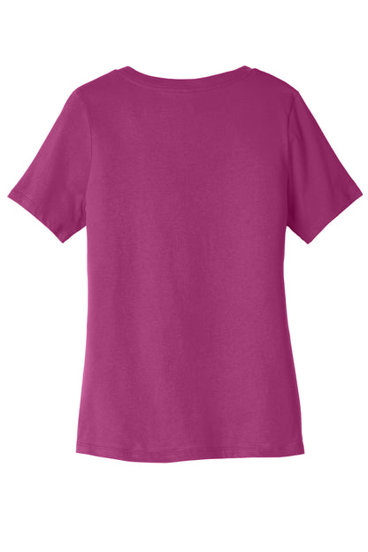 Bella+Canvas Women's Relaxed Jersey Short Sleeve V-Neck Tee BC6405 Berry