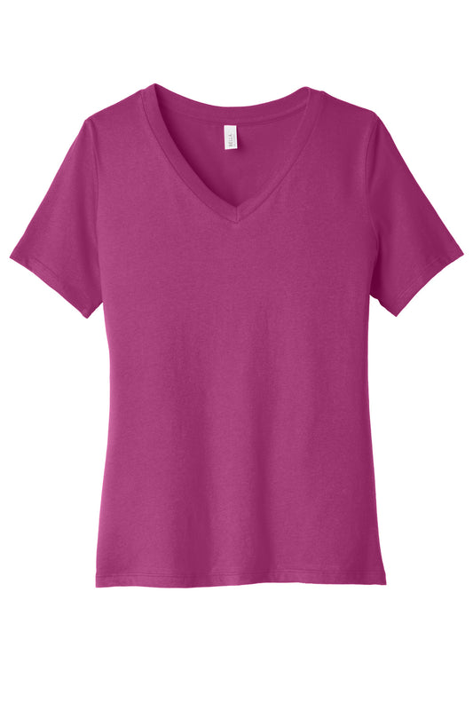 Bella+Canvas Women's Relaxed Jersey Short Sleeve V-Neck Tee BC6405 Berry