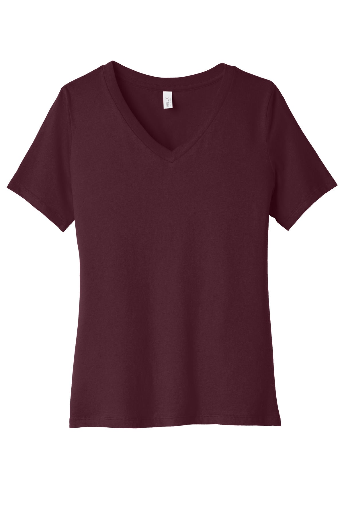 Bella+Canvas Women's Relaxed Jersey Short Sleeve V-Neck Tee BC6405 Maroon