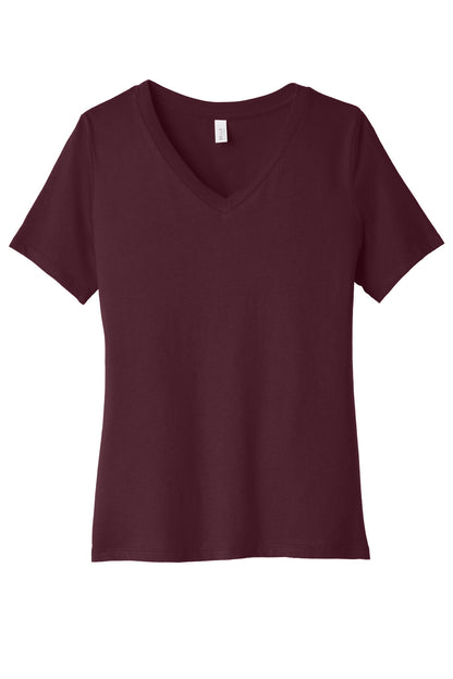 Bella+Canvas Women's Relaxed Jersey Short Sleeve V-Neck Tee BC6405 Maroon