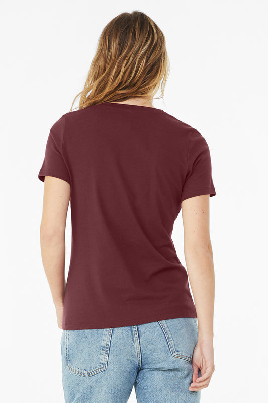 Bella+Canvas Women's Relaxed Jersey Short Sleeve V-Neck Tee BC6405 Maroon