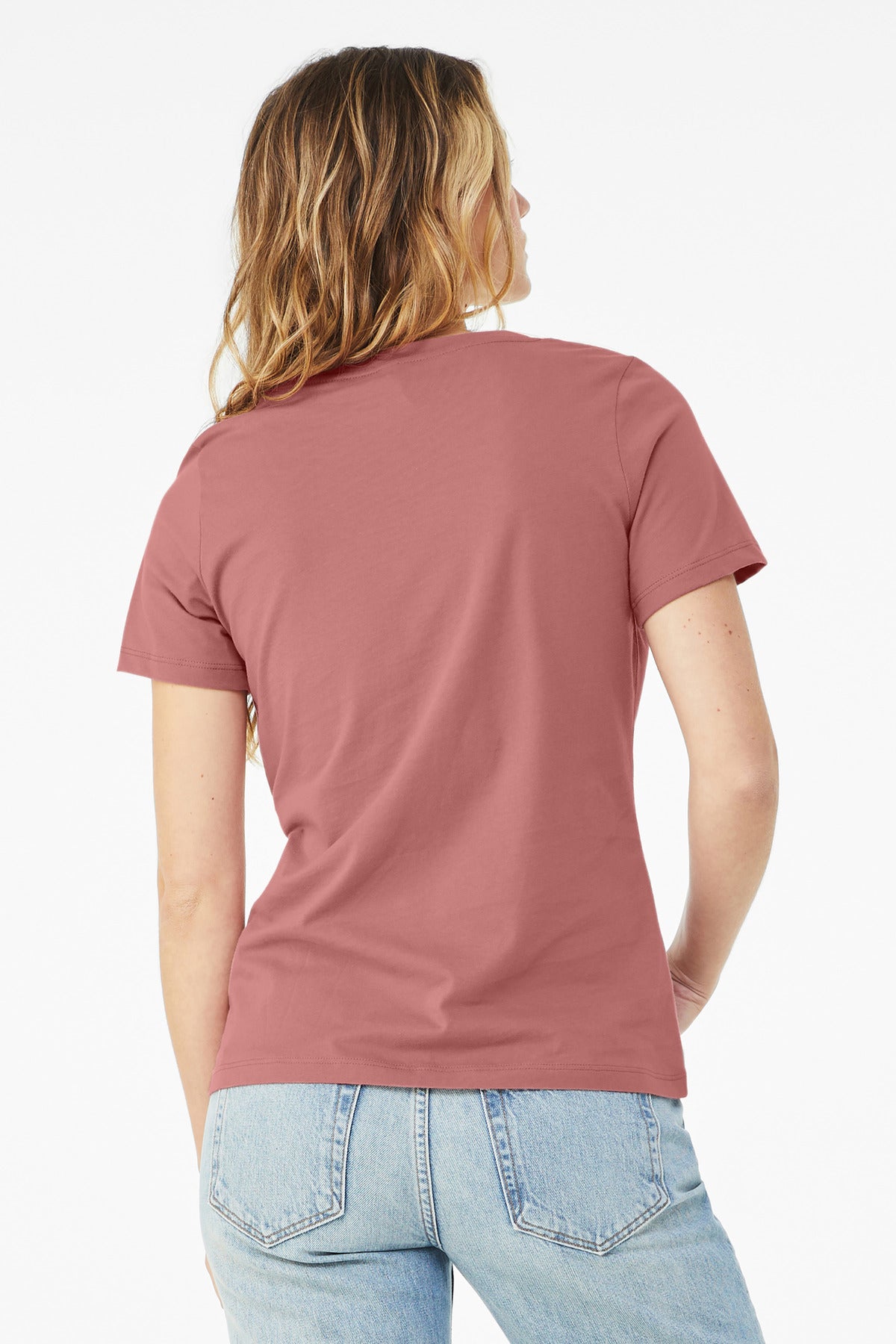Bella+Canvas Women's Relaxed Jersey Short Sleeve V-Neck Tee BC6405 Mauve