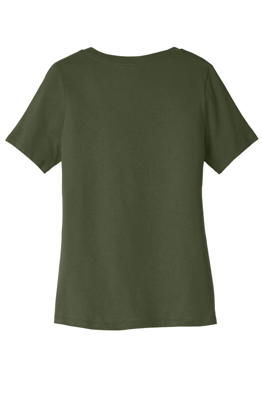 Bella+Canvas Women's Relaxed Jersey Short Sleeve V-Neck Tee BC6405 Military Green