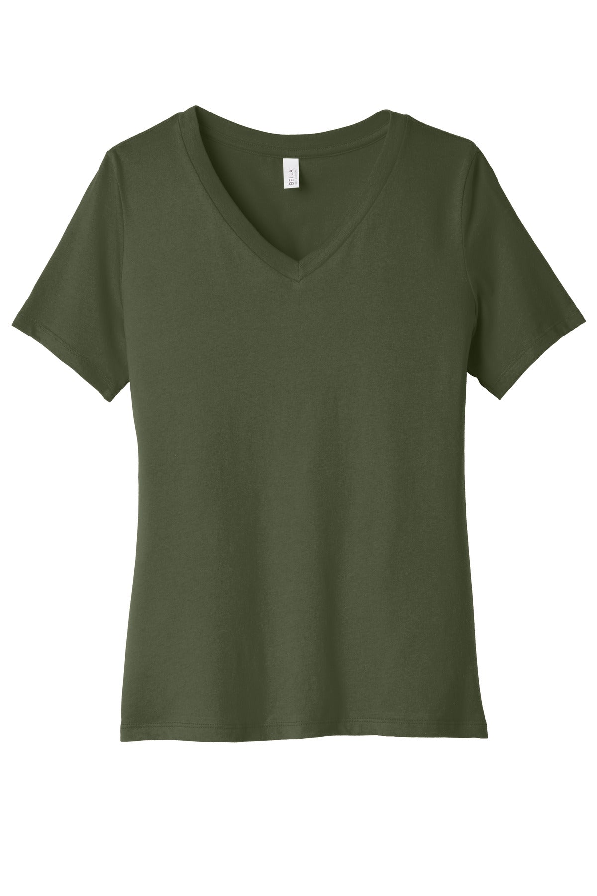 Bella+Canvas Women's Relaxed Jersey Short Sleeve V-Neck Tee BC6405 Military Green