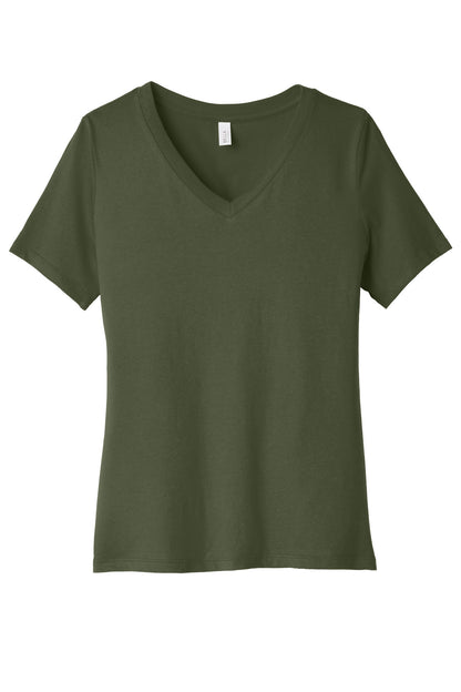 Bella+Canvas Women's Relaxed Jersey Short Sleeve V-Neck Tee BC6405 Military Green