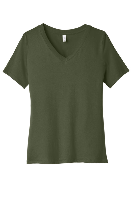Bella+Canvas Women's Relaxed Jersey Short Sleeve V-Neck Tee BC6405 Military Green