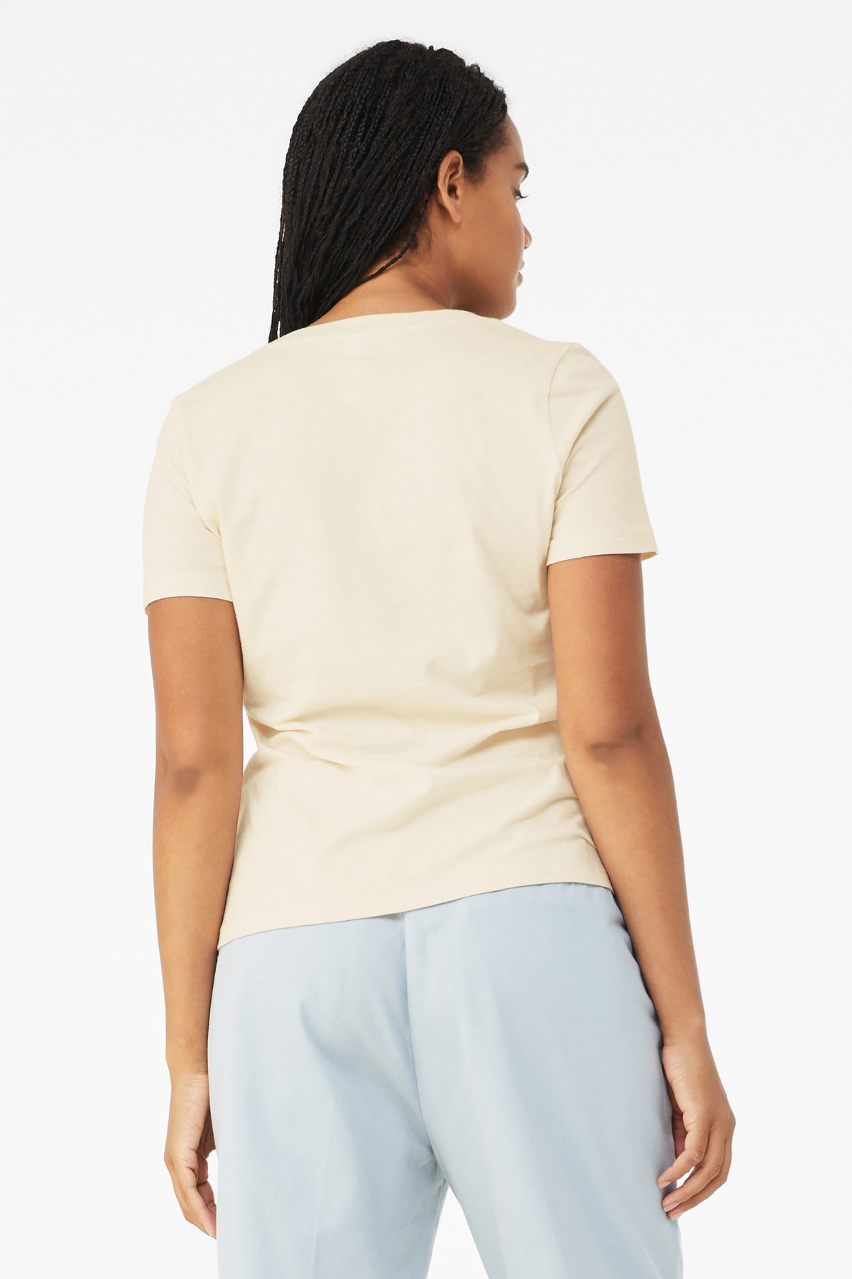 Bella+Canvas Women's Relaxed Jersey Short Sleeve V-Neck Tee BC6405 Natural