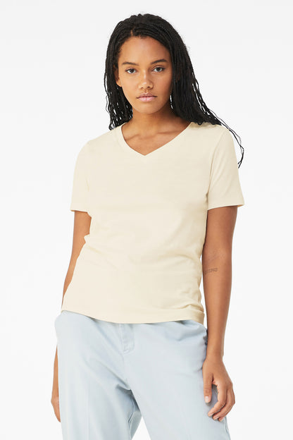Bella+Canvas Women's Relaxed Jersey Short Sleeve V-Neck Tee BC6405 Natural