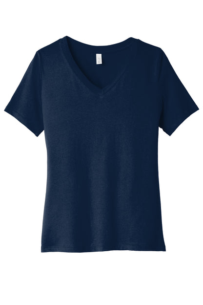 BELLA+CANVAS  Women's Relaxed Jersey Short Sleeve V-Neck Tee. BC6405 Navy