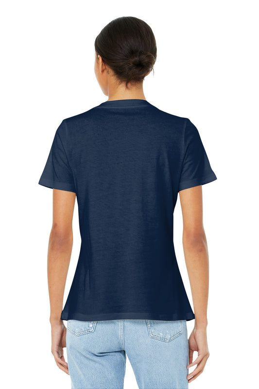 BELLA+CANVAS  Women's Relaxed Jersey Short Sleeve V-Neck Tee. BC6405 Navy