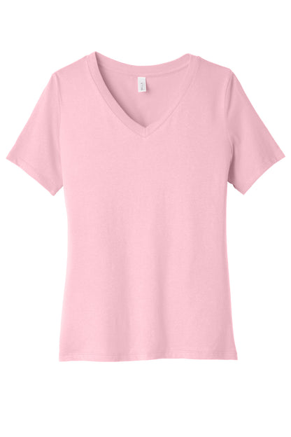 Bella+Canvas Women's Relaxed Jersey Short Sleeve V-Neck Tee BC6405 Pink