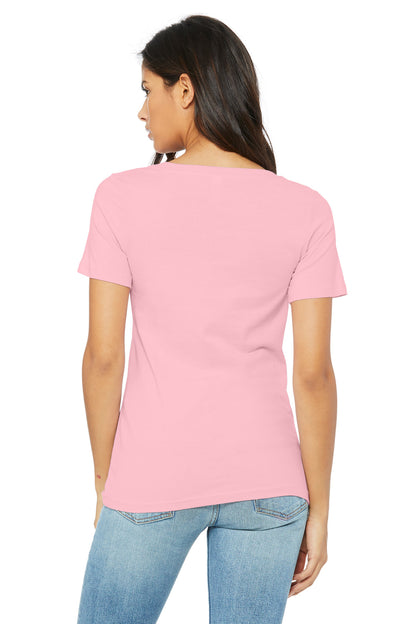 Bella+Canvas Women's Relaxed Jersey Short Sleeve V-Neck Tee BC6405 Pink