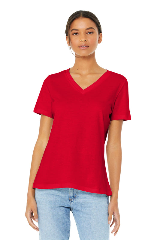BELLA+CANVAS  Women's Relaxed Jersey Short Sleeve V-Neck Tee. BC6405 Red