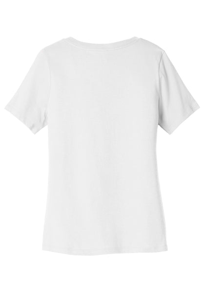BELLA+CANVAS  Women's Relaxed Jersey Short Sleeve V-Neck Tee. BC6405 White