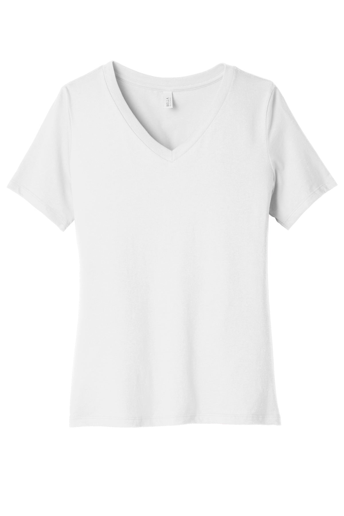 BELLA+CANVAS  Women's Relaxed Jersey Short Sleeve V-Neck Tee. BC6405 White