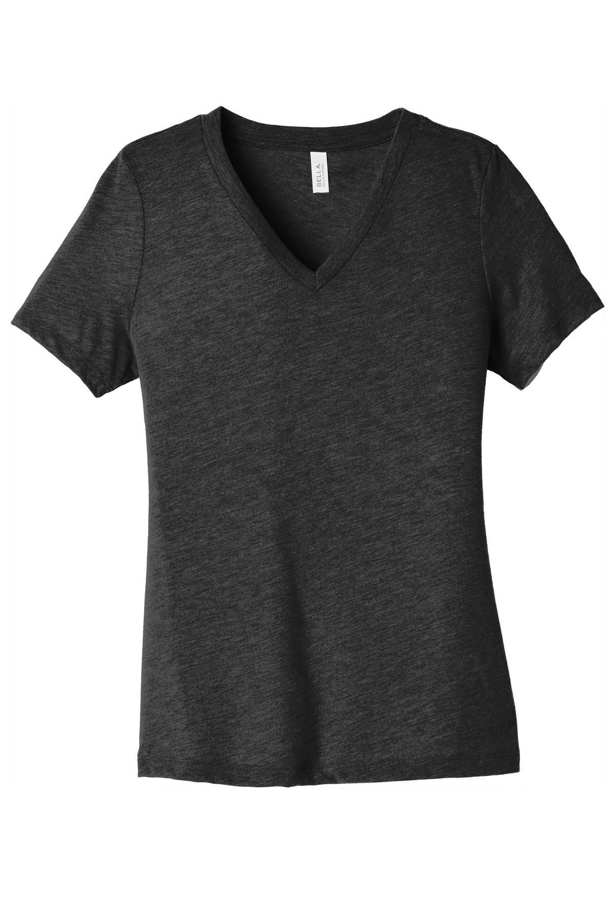 BELLA+CANVAS Women's Relaxed Triblend V-Neck Tee BC6415 Charcoal-Black Triblend
