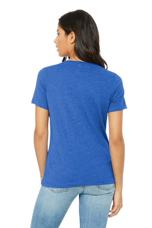 BELLA+CANVAS Women's Relaxed Triblend V-Neck Tee BC6415 True Royal Triblend