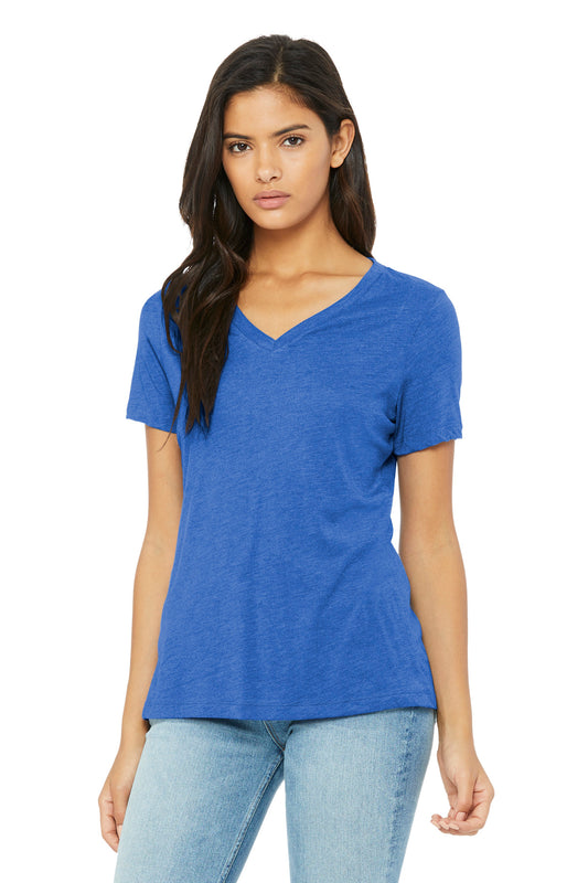 BELLA+CANVAS Women's Relaxed Triblend V-Neck Tee BC6415 True Royal Triblend
