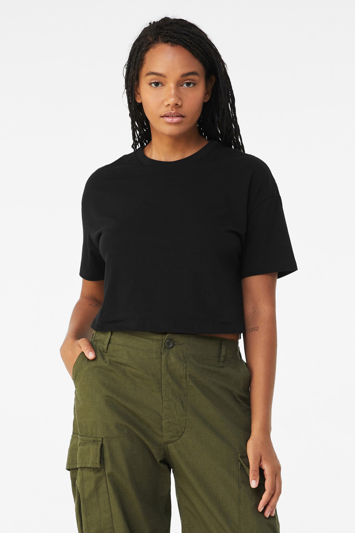 Bella+Canvas Women's Jersey Crop Tee BC6482 Black
