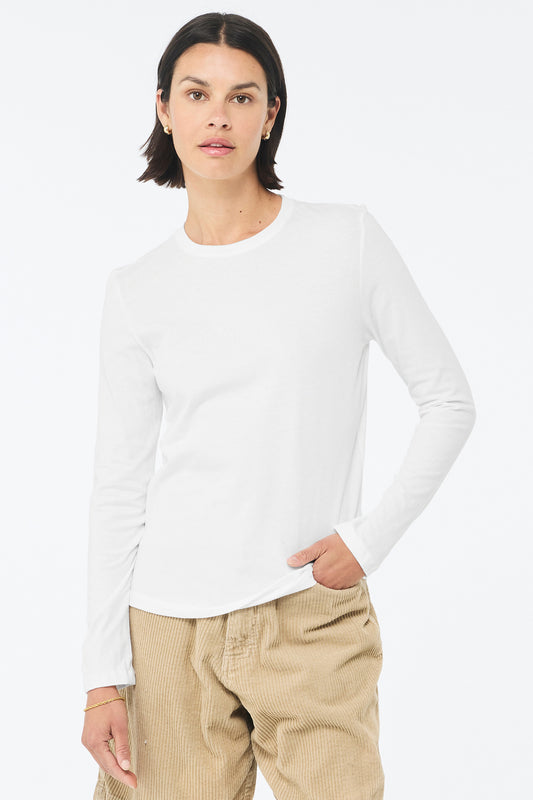Bella+Canvas Women's Jersey Long Sleeve Tee BC6500 White