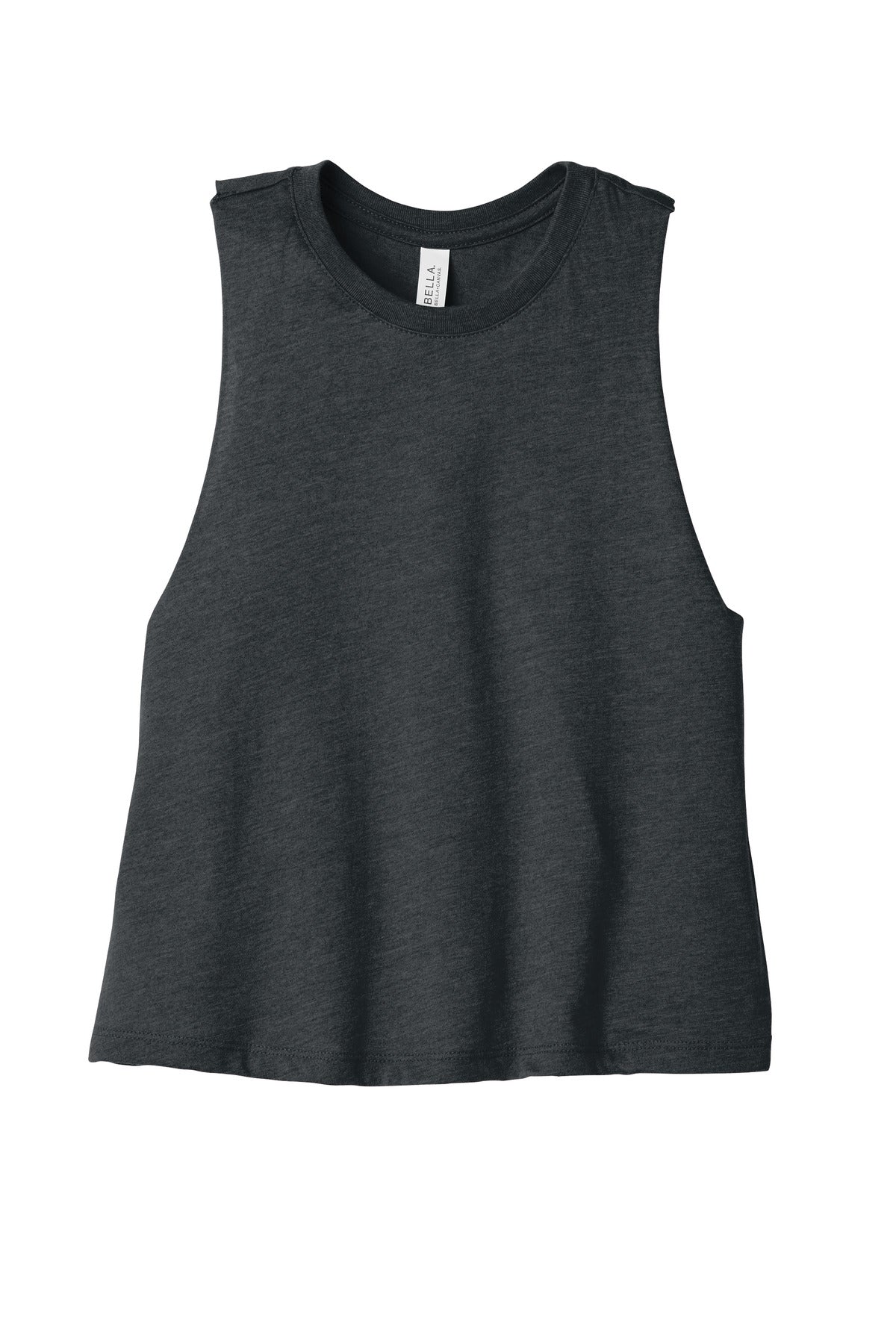 BELLA+CANVAS  Women's Racerback Cropped Tank. BC6682 Dark Grey Heather