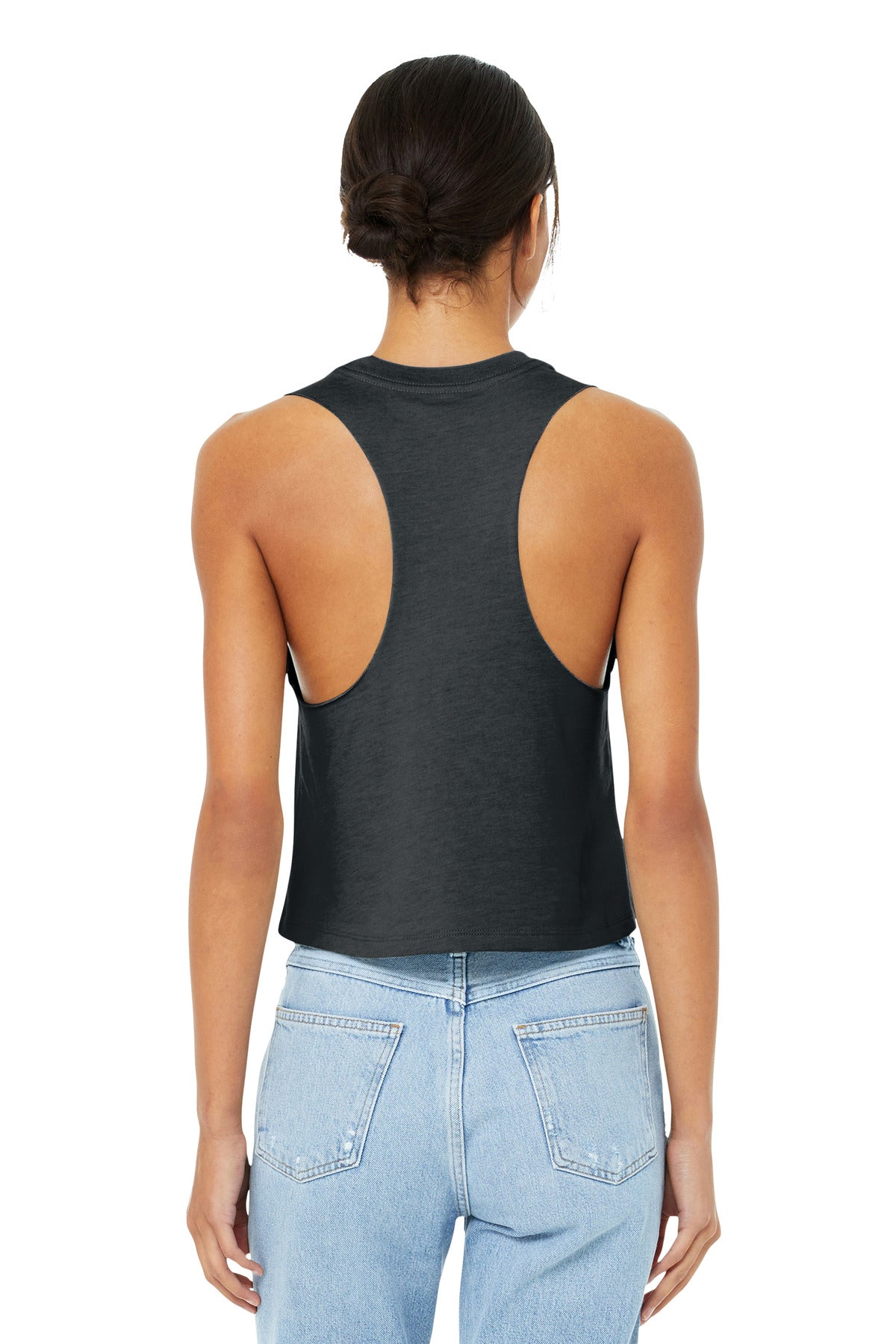 BELLA+CANVAS  Women's Racerback Cropped Tank. BC6682 Dark Grey Heather