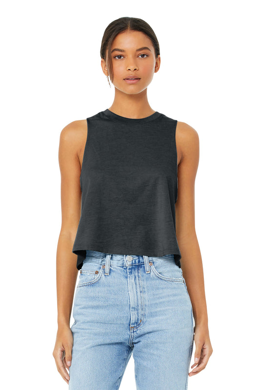 BELLA+CANVAS  Women's Racerback Cropped Tank. BC6682 Dark Grey Heather