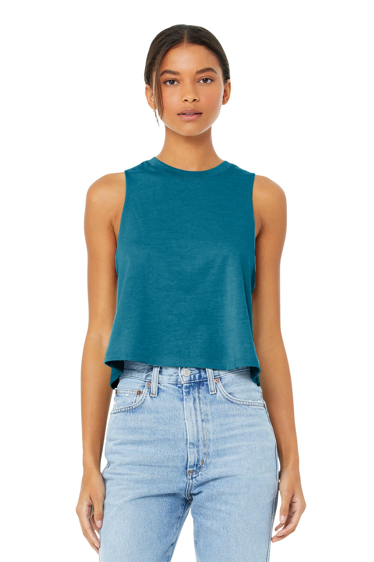 Bella+Canvas Women's Racerback Cropped Tank BC6682 Heather Deep Teal