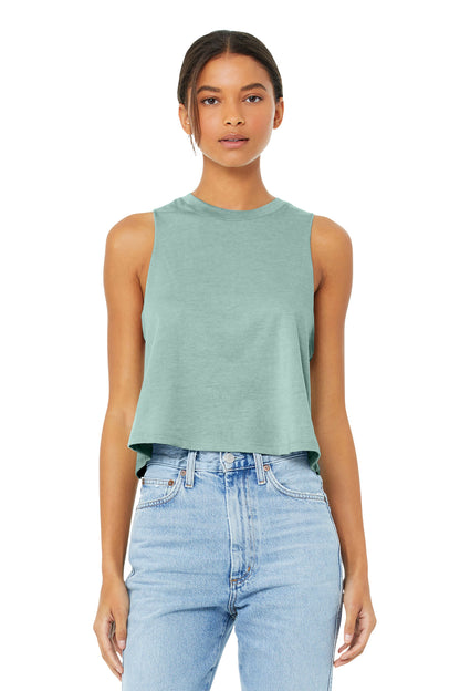 Bella+Canvas Women's Racerback Cropped Tank BC6682 Heather Dusty Blue