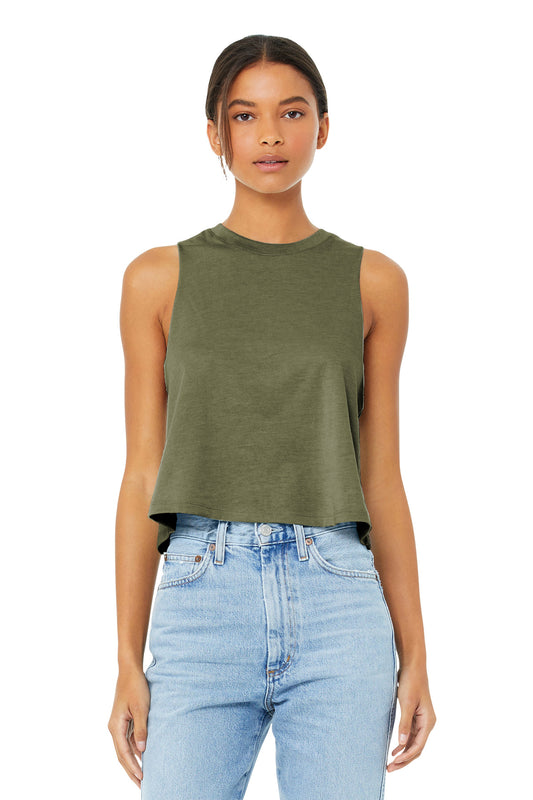 BELLA+CANVAS  Women's Racerback Cropped Tank. BC6682 Heather Olive