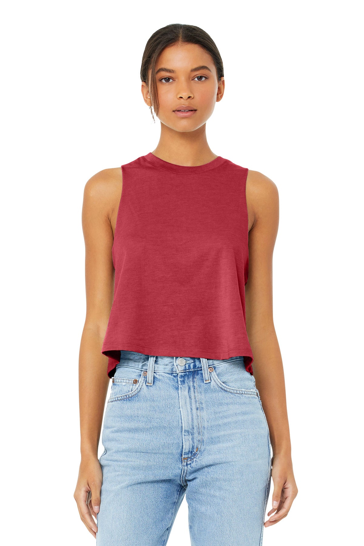 Bella+Canvas Women's Racerback Cropped Tank BC6682 Heather Red