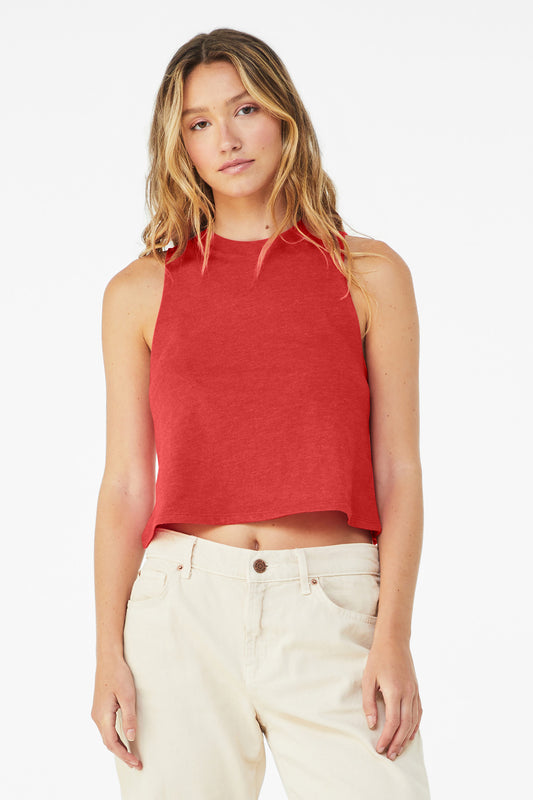 BELLA+CANVAS  Women's Racerback Cropped Tank. BC6682 Heather Red