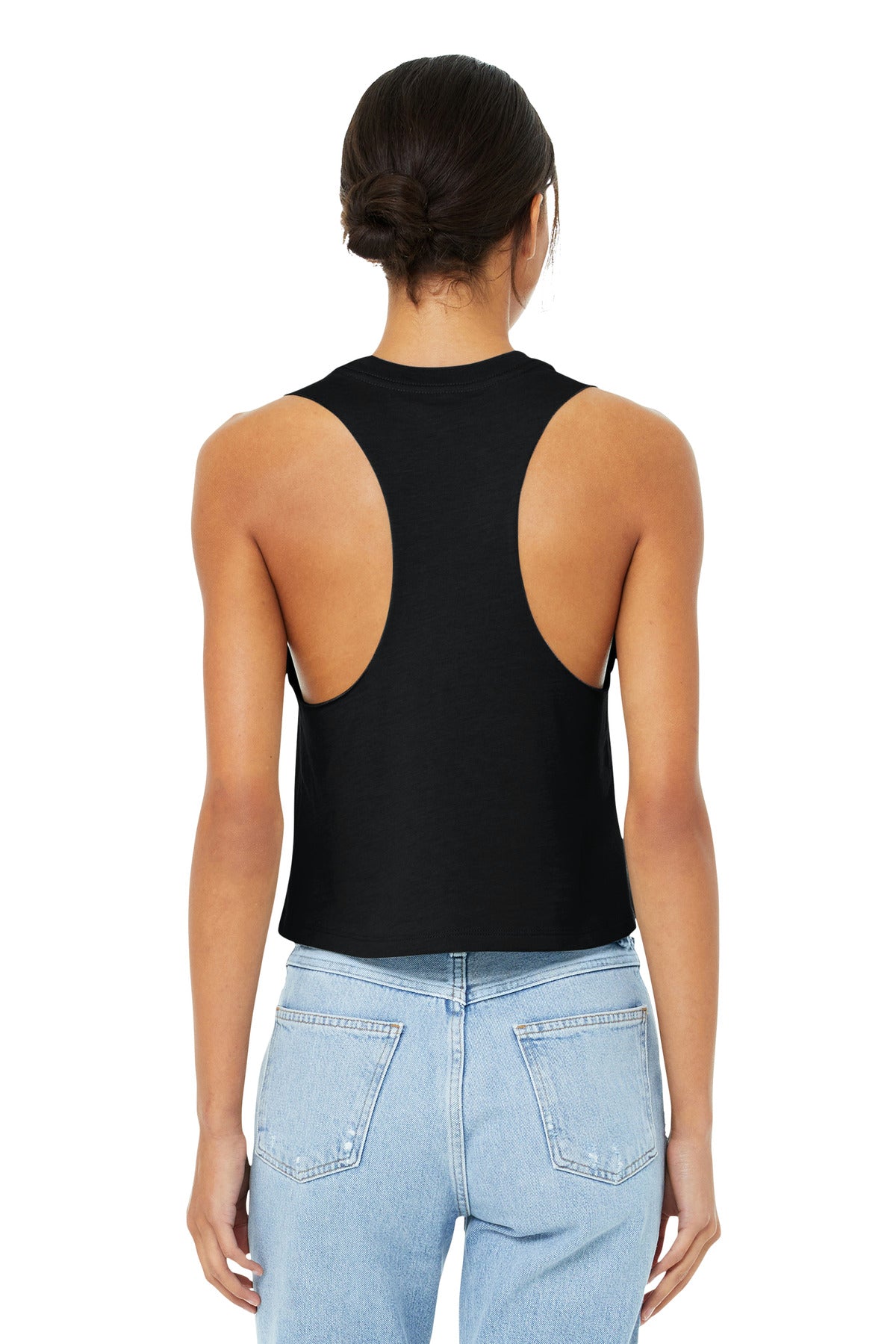 BELLA+CANVAS  Women's Racerback Cropped Tank. BC6682 Solid Black Blend