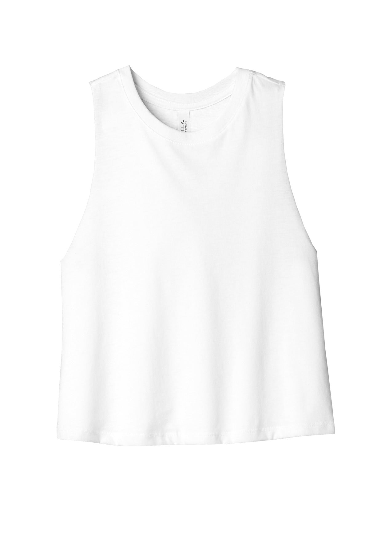BELLA+CANVAS  Women's Racerback Cropped Tank. BC6682 Solid White Blend