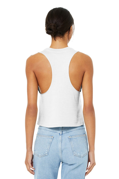 BELLA+CANVAS  Women's Racerback Cropped Tank. BC6682 Solid White Blend