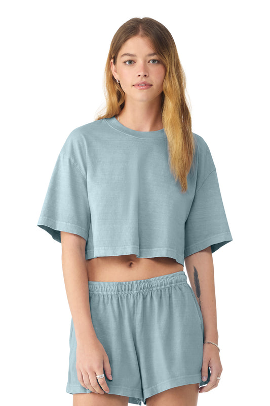 Bella+Canvas Women's Heavyweight Garment-Dyed Cropped Tee BC6882GD Light Washed Denim