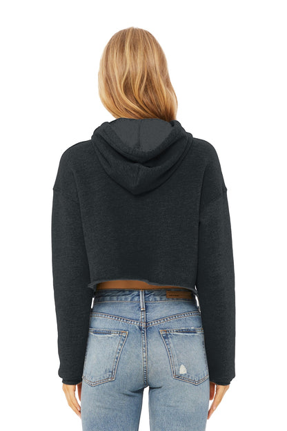 BELLA+CANVAS  Women's Sponge Fleece Cropped Fleece Hoodie. BC7502 Dark Grey Heather