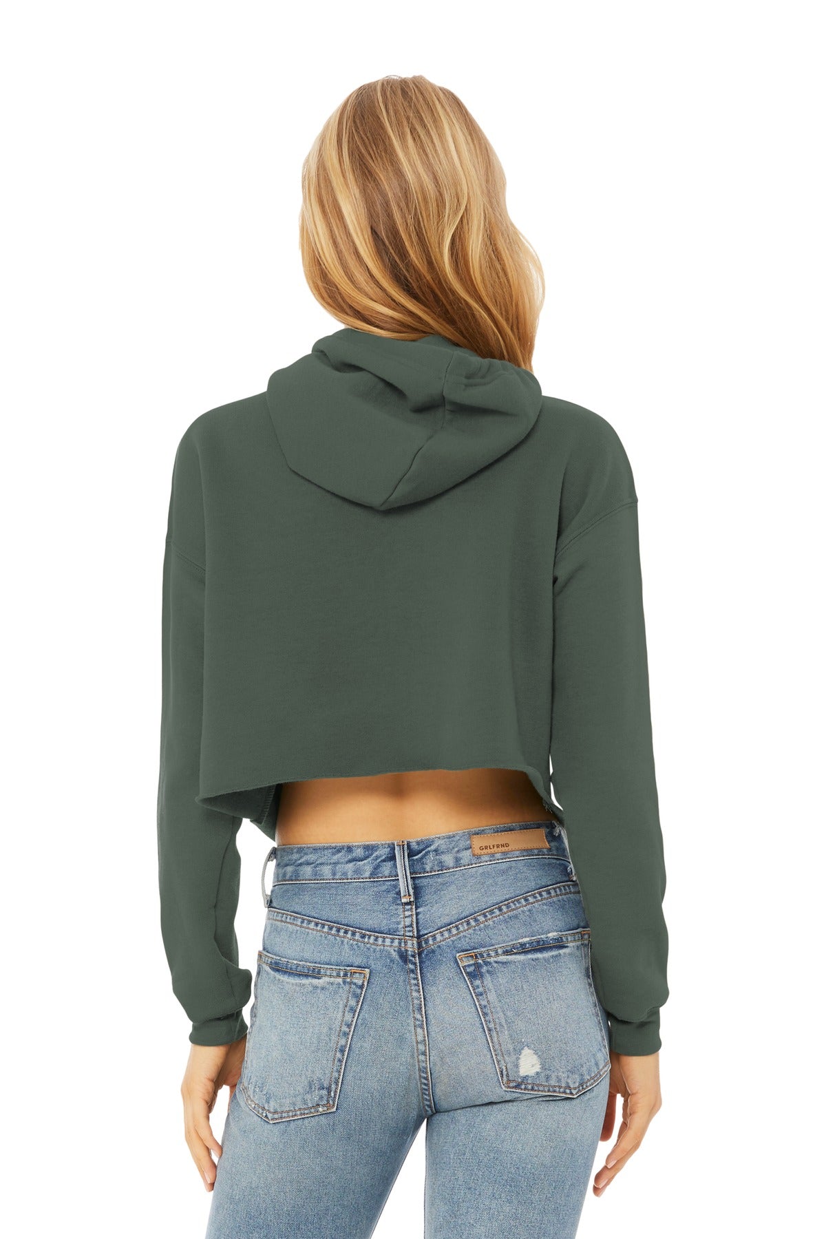 BELLA+CANVAS  Women's Sponge Fleece Cropped Fleece Hoodie. BC7502 Military Green
