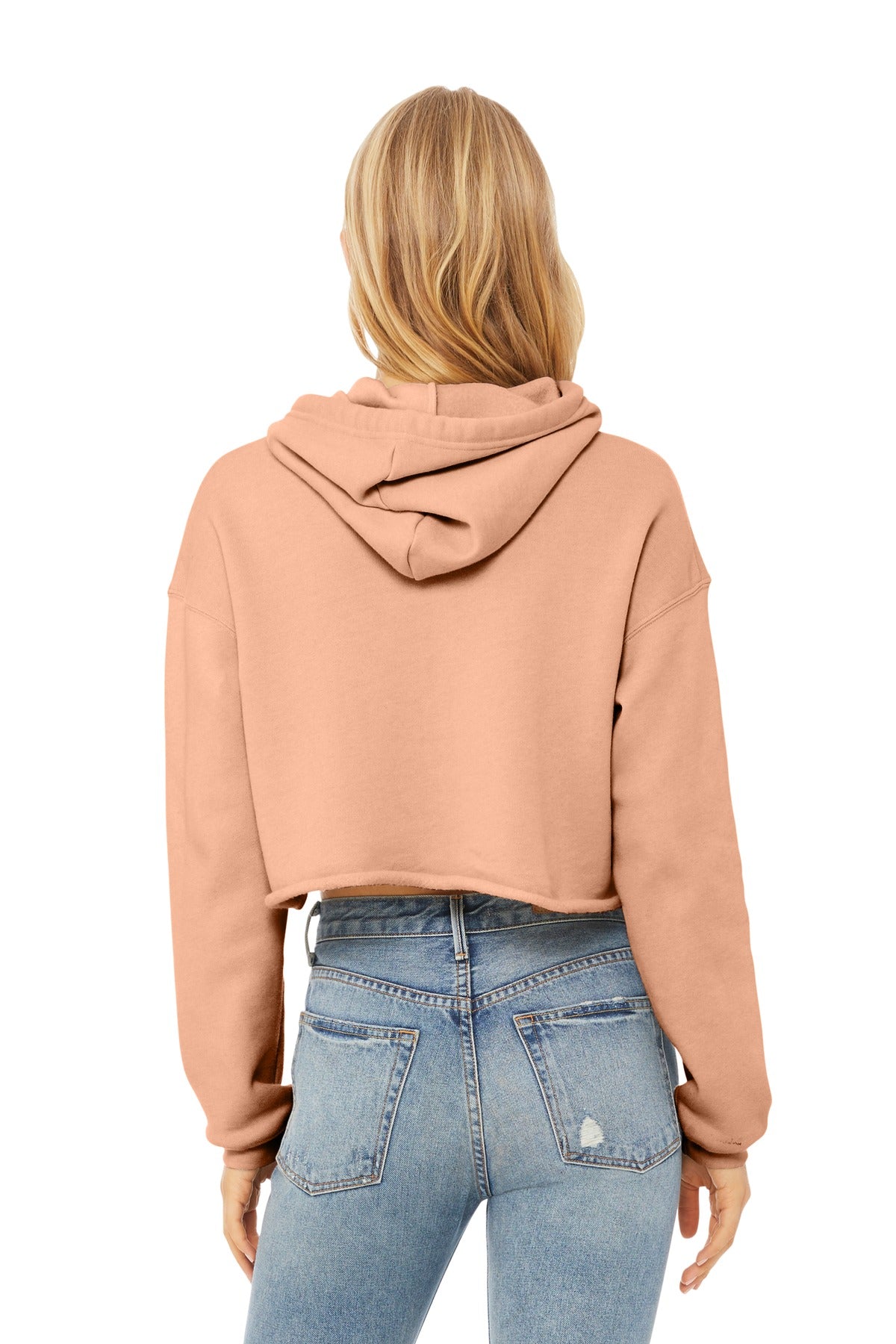 BELLA+CANVAS  Women's Sponge Fleece Cropped Fleece Hoodie. BC7502 Peach