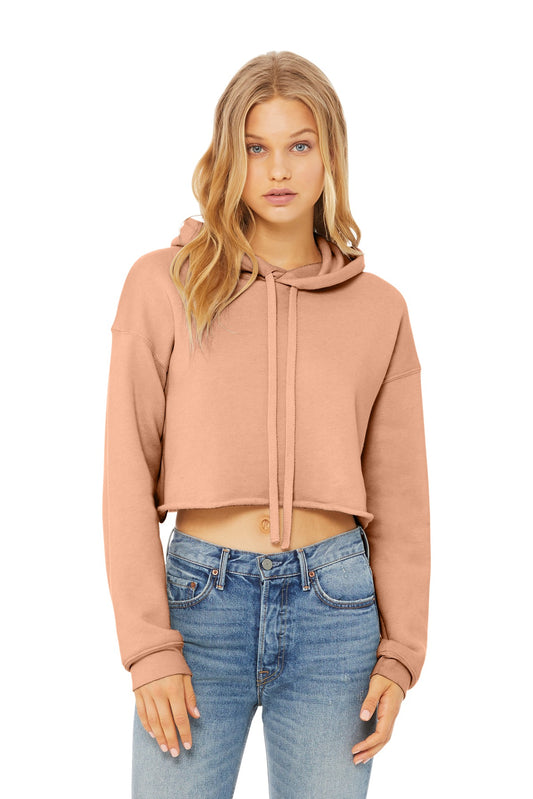 BELLA+CANVAS  Women's Sponge Fleece Cropped Fleece Hoodie. BC7502 Peach