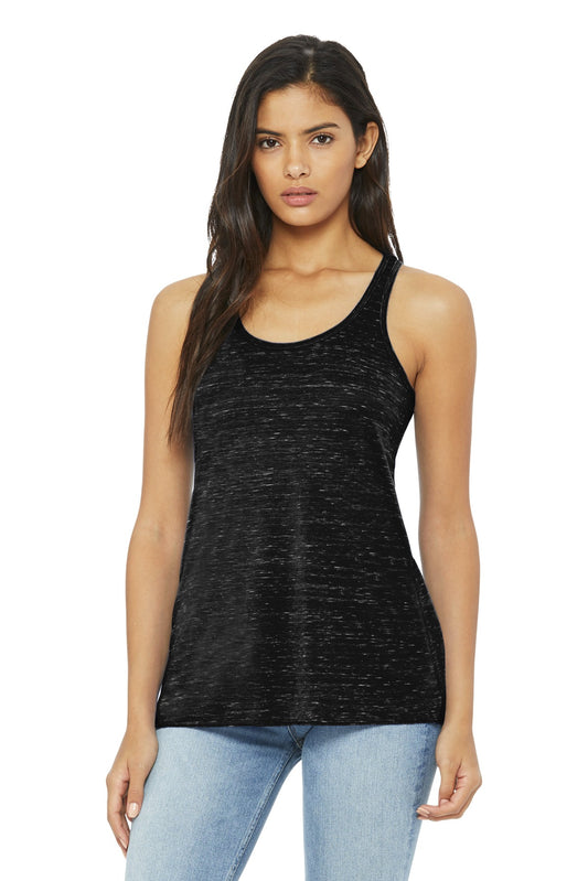 BELLA+CANVAS  Women's Flowy Racerback Tank. BC8800 Black Marble