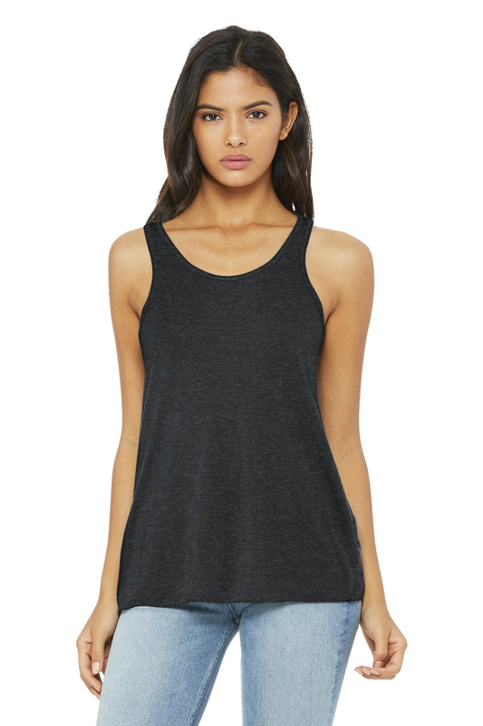 BELLA+CANVAS  Women's Flowy Racerback Tank. BC8800 Dark Grey Heather