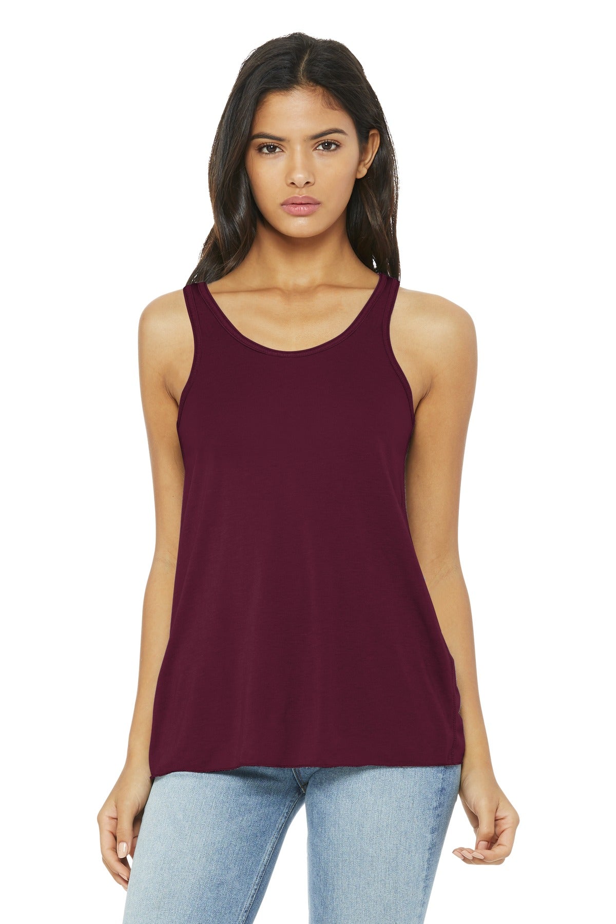 BELLA+CANVAS  Women's Flowy Racerback Tank. BC8800 Maroon