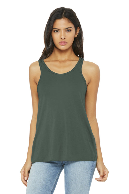 BELLA+CANVAS  Women's Flowy Racerback Tank. BC8800 Military Green