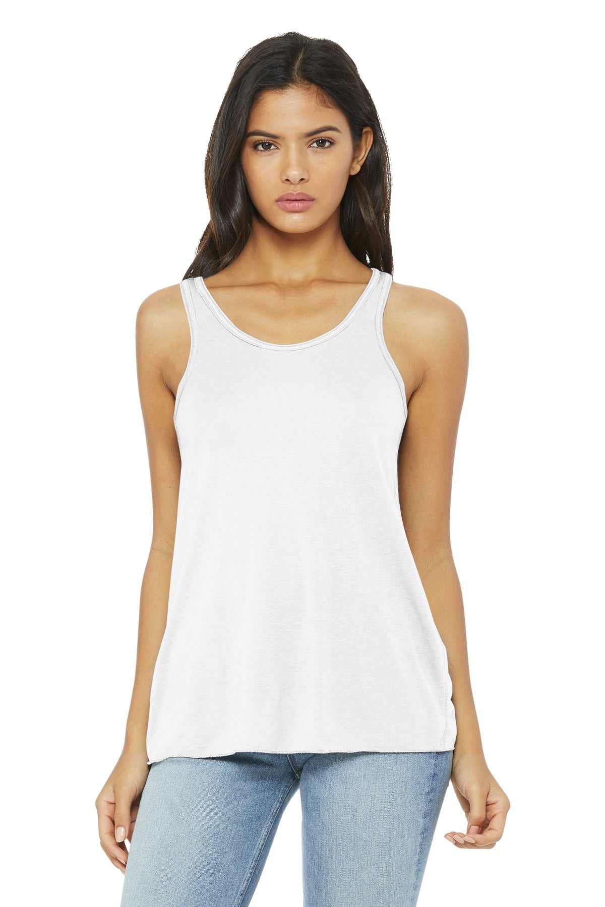 BELLA+CANVAS  Women's Flowy Racerback Tank. BC8800 White