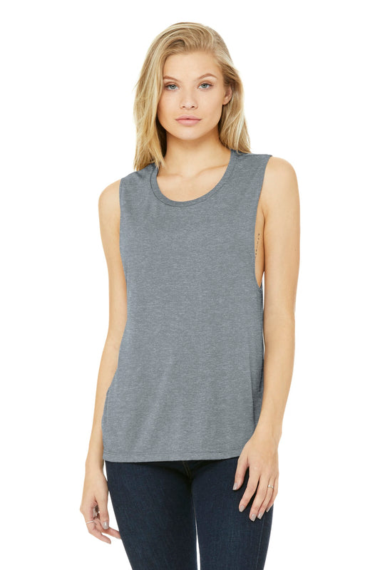 BELLA+CANVAS  Women's Flowy Scoop Muscle Tank. BC8803 Athletic Heather