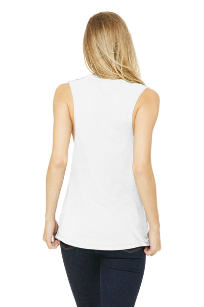BELLA+CANVAS  Women's Flowy Scoop Muscle Tank. BC8803 White